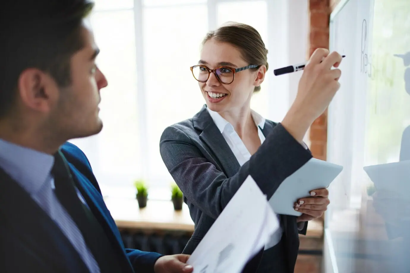 Presentation on a whiteboard